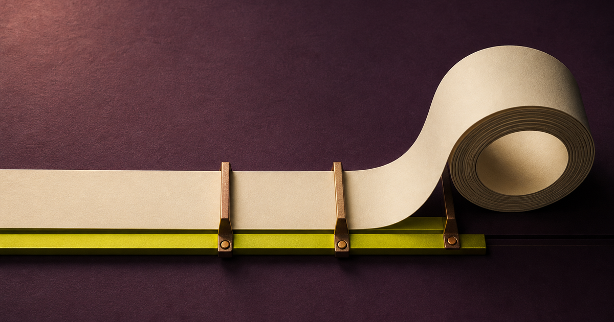 A bounded blank calculation tape with a clear ending edge